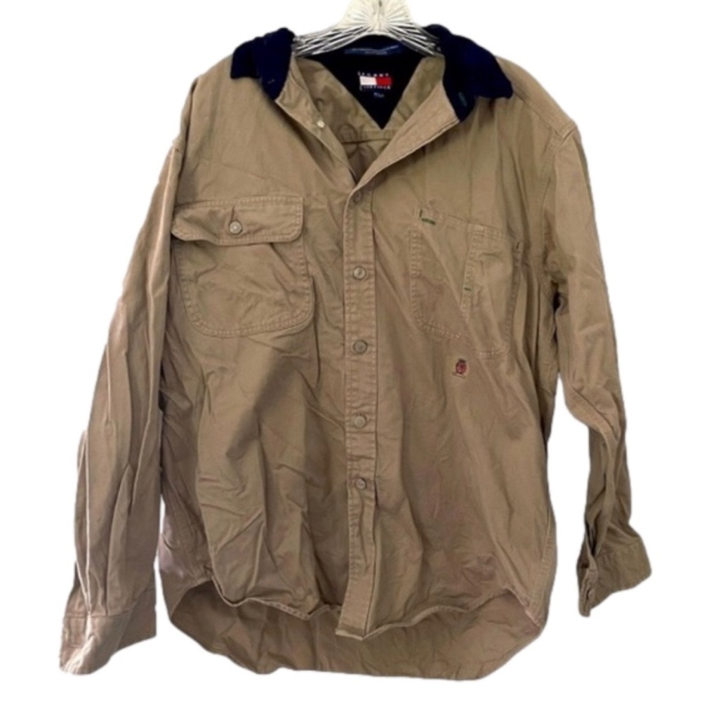 Vintage 90s Tommy Hilfiger Khaki Field Coat Tan Barn Jacket Men’s Size Medium